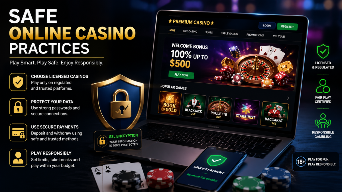 Player enjoying a secure online casino using encrypted payments, licensed gaming platform, and responsible gambling tools.