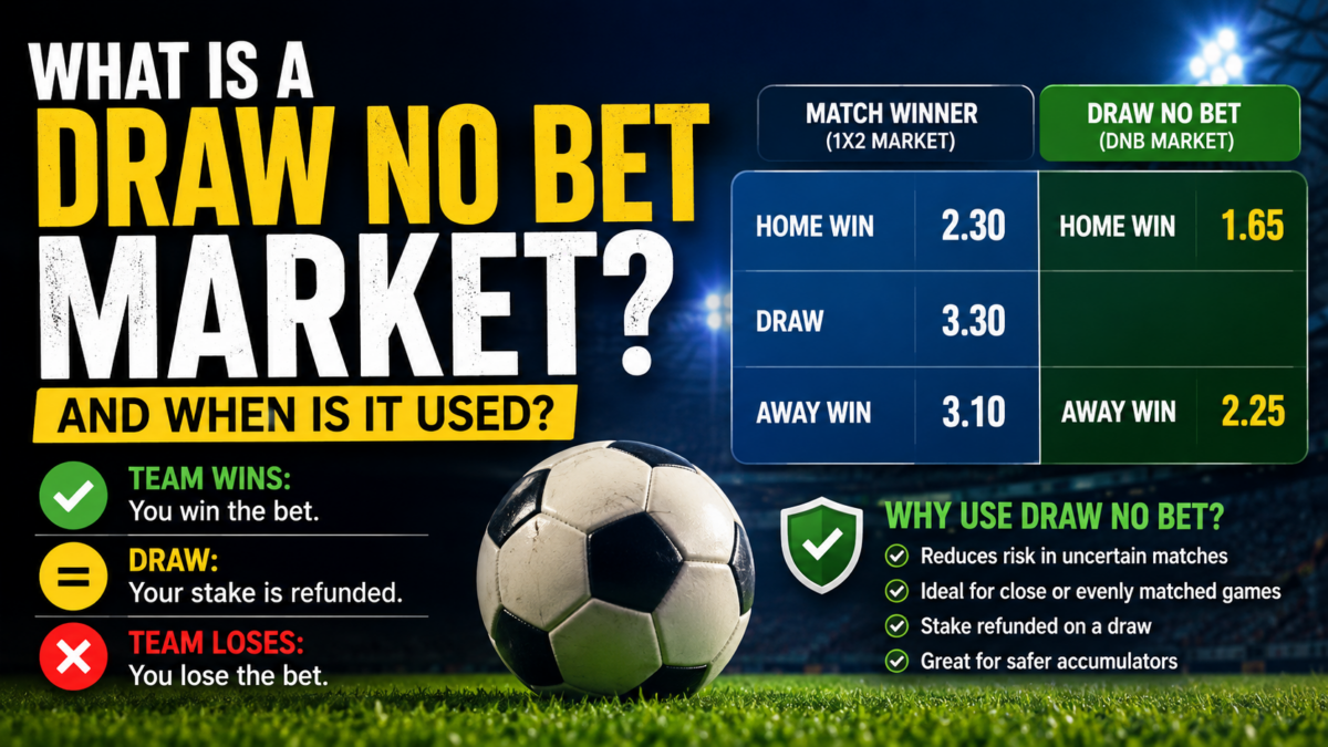 Draw No Bet market explained with football betting example and odds comparison