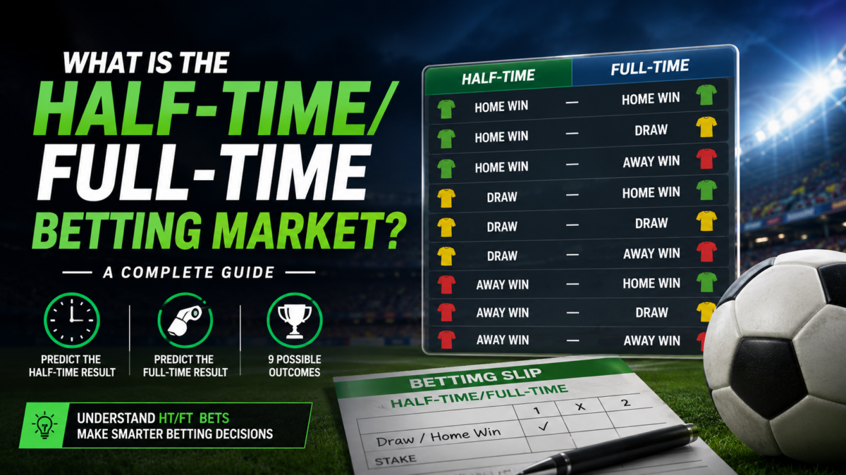 Half-time/full-time betting market explained with HT/FT football betting outcomes