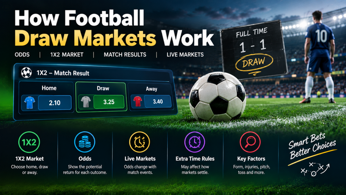 Football draw market with 1X2 odds and match result analysis