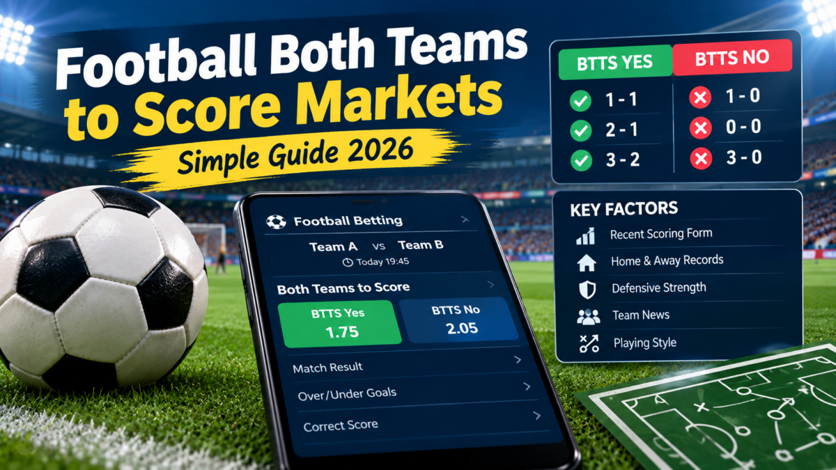 Football Both Teams to Score markets showing BTTS Yes and No options on a live football betting screen